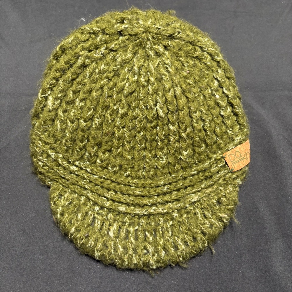 DaKine Olive Green Chunky Knit Brimmed Beanie Cap